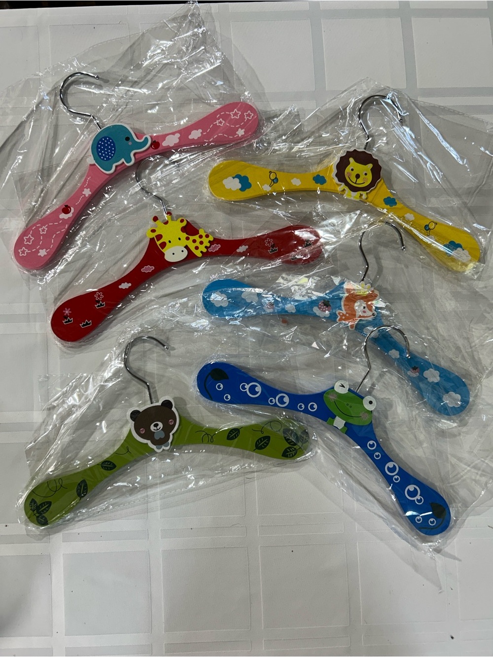 Colorful Animal Wooden Kids Hangers - Set of 6